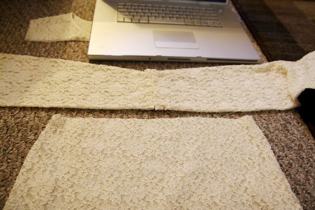 Lace shirt refashion--make waistband out of sleeves