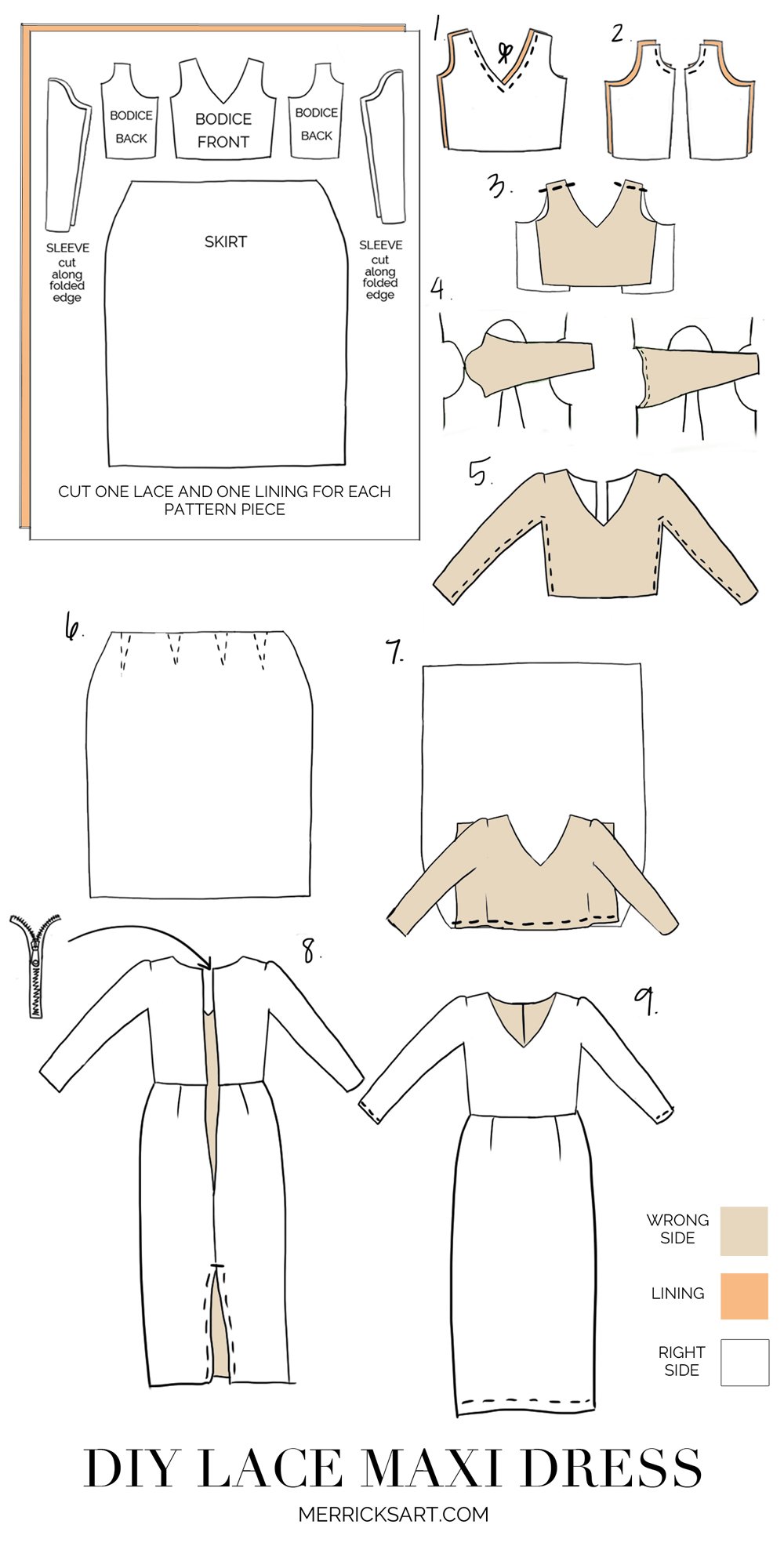 Merrick's Art Lace Maxi Dress Sewing Tutorial