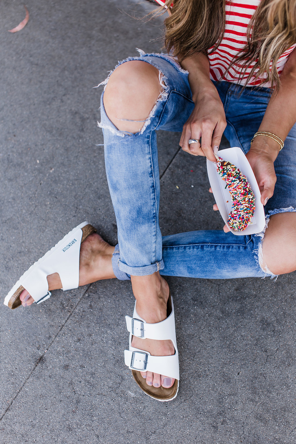 Merrick's Art White Birkenstock Sandals