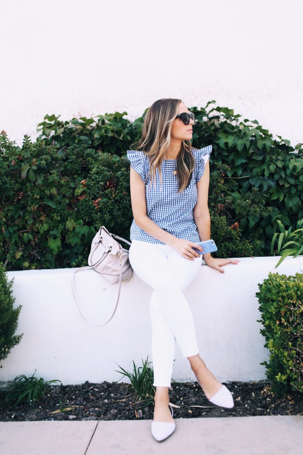 Merrick's Art | Gingham Flutter Sleeve Dress