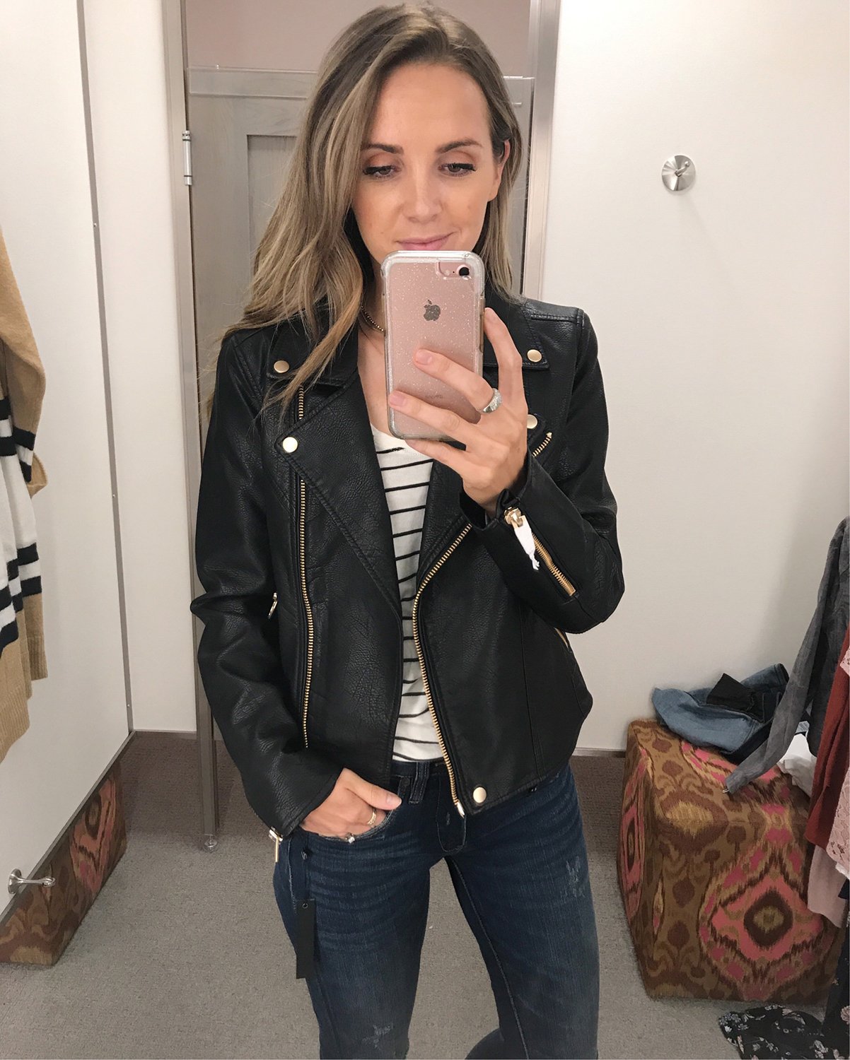 merricksort.com | black leather jacket and gold hardware
