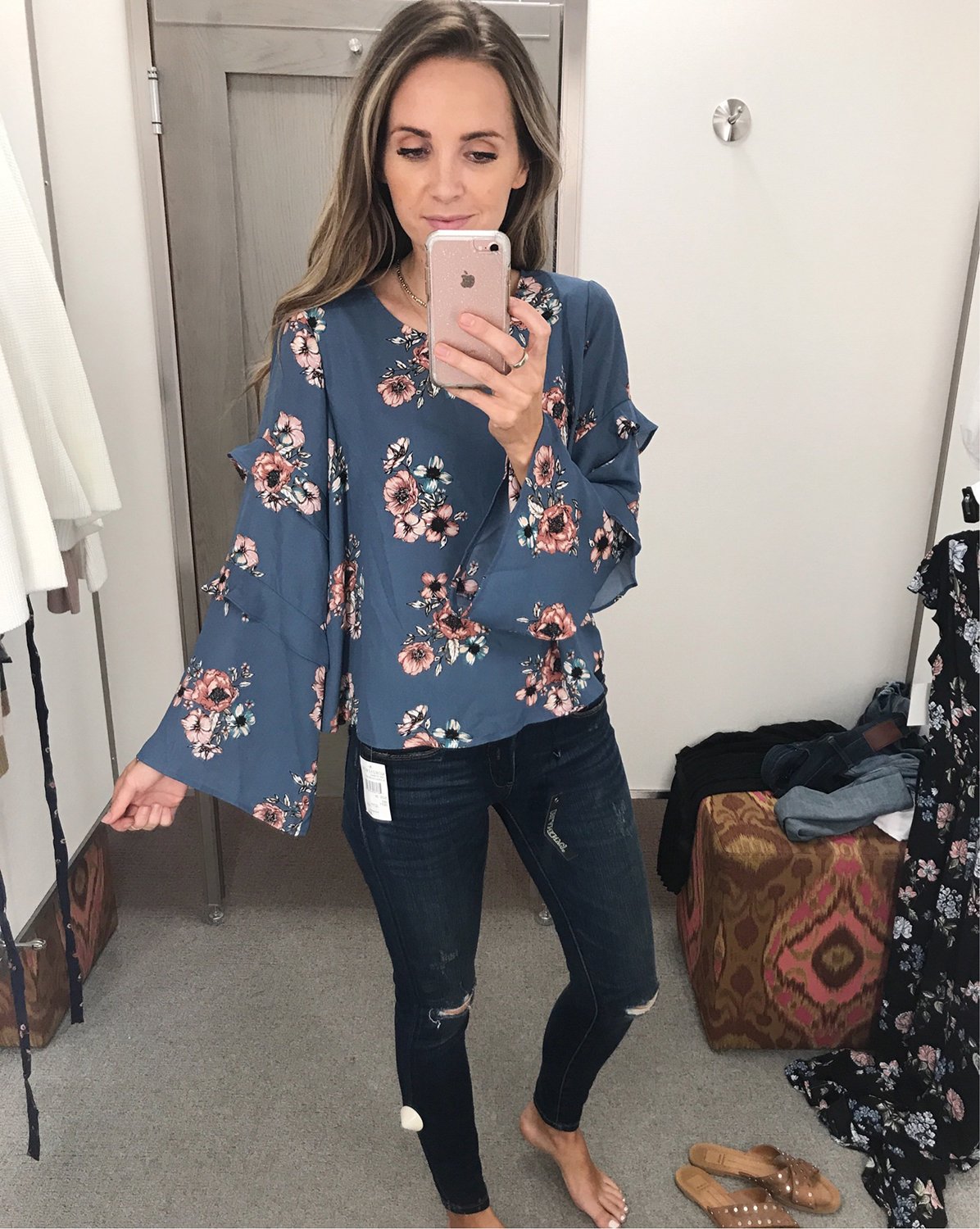 merricksort.com | floral bell sleeve top