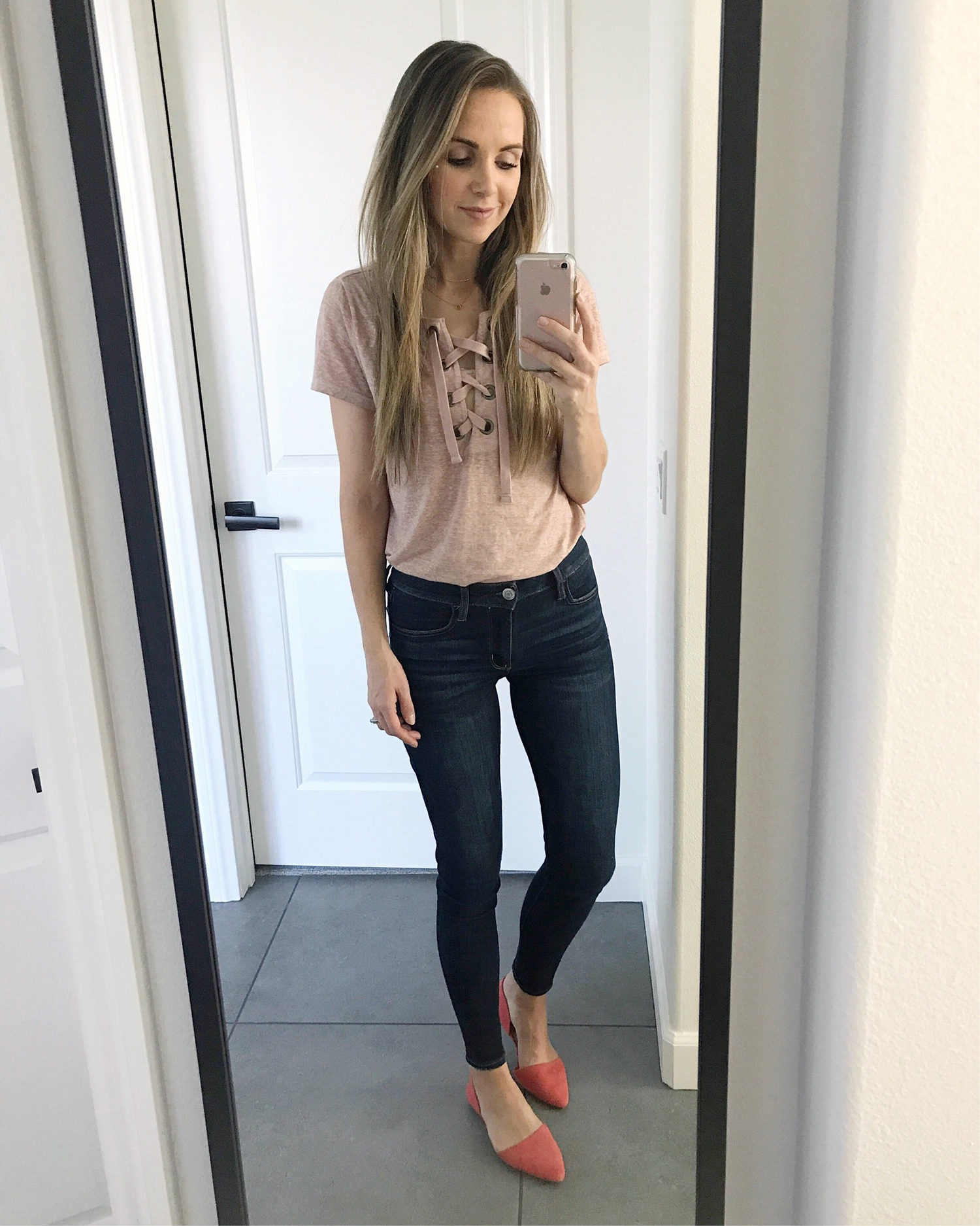 fall jeggings and lace up tee | merricksort.com