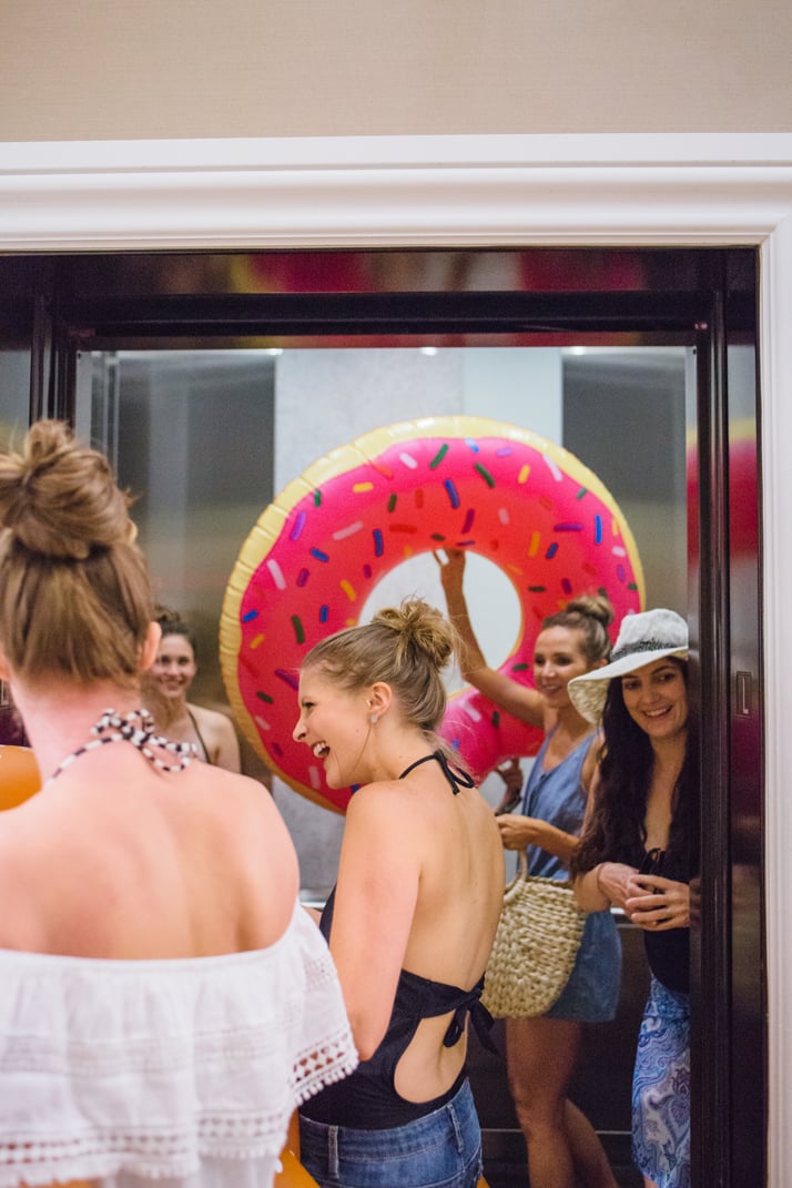Trying to fit an inflatable donut pool float into the elevator