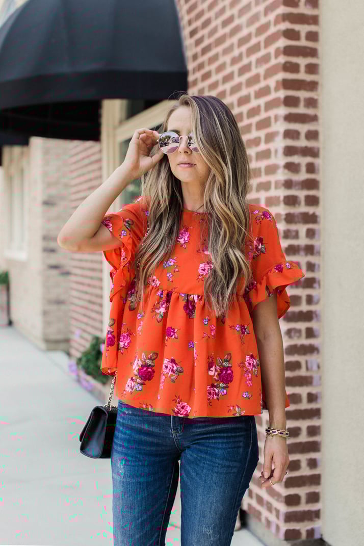 merricksart red ruffle top
