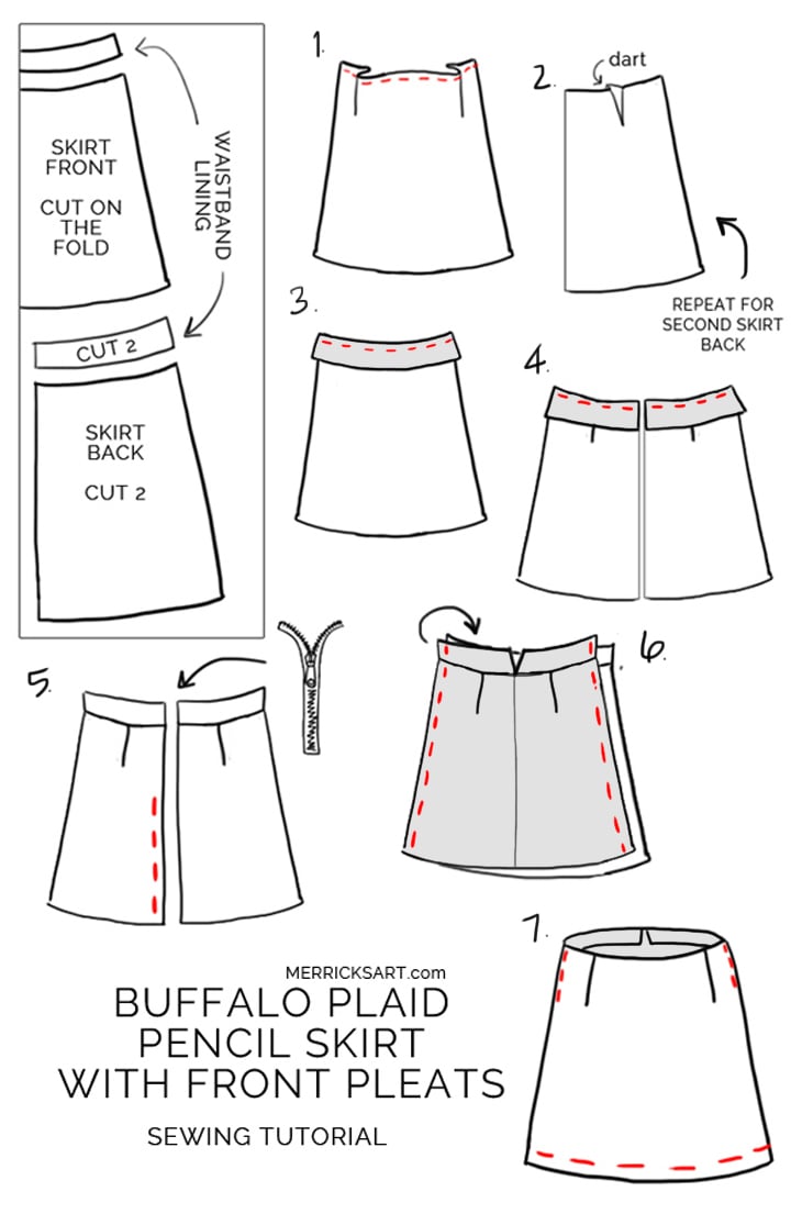 step by step instructions for an easy flannel pencil skirt for fall and winter