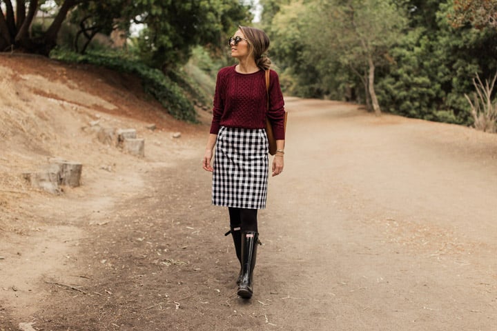plaid and hunter boots