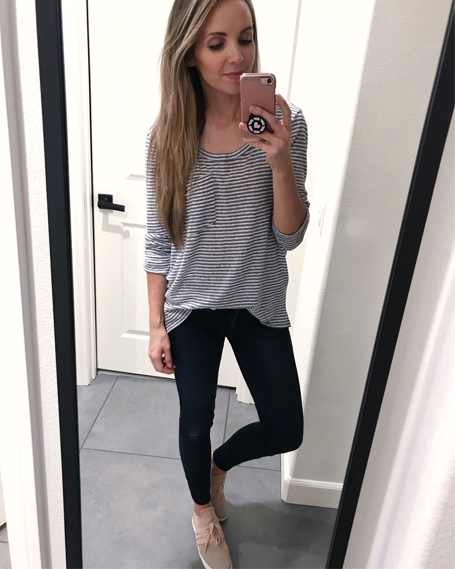 striped tee and jeggings | merricksort.com