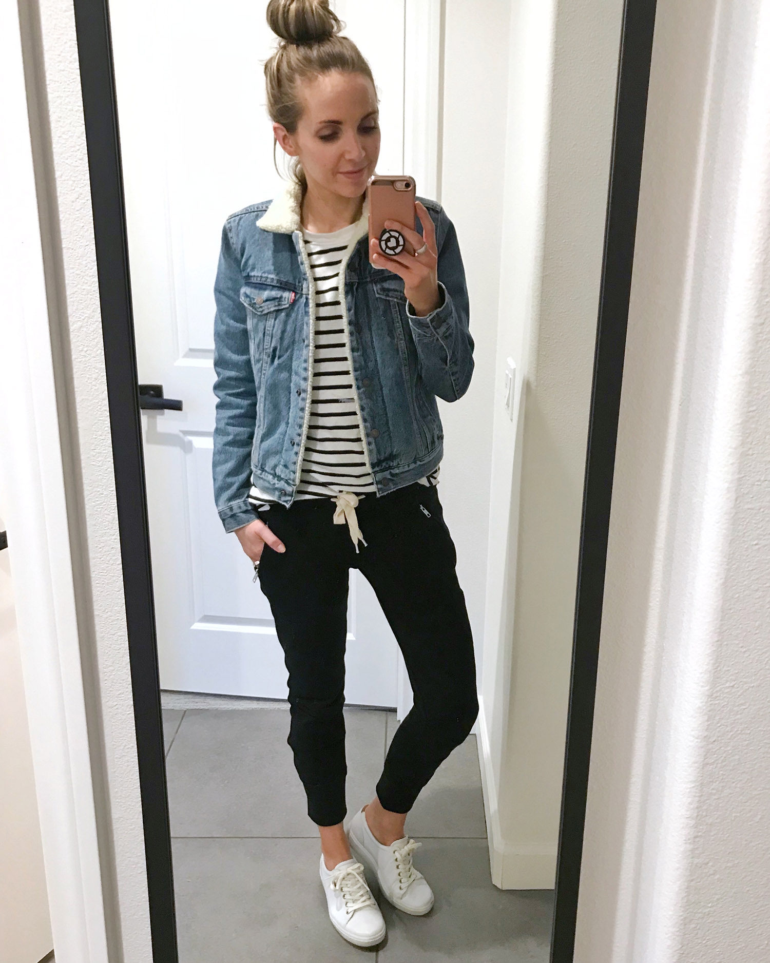 joggers and denim jacket | merricksort.com