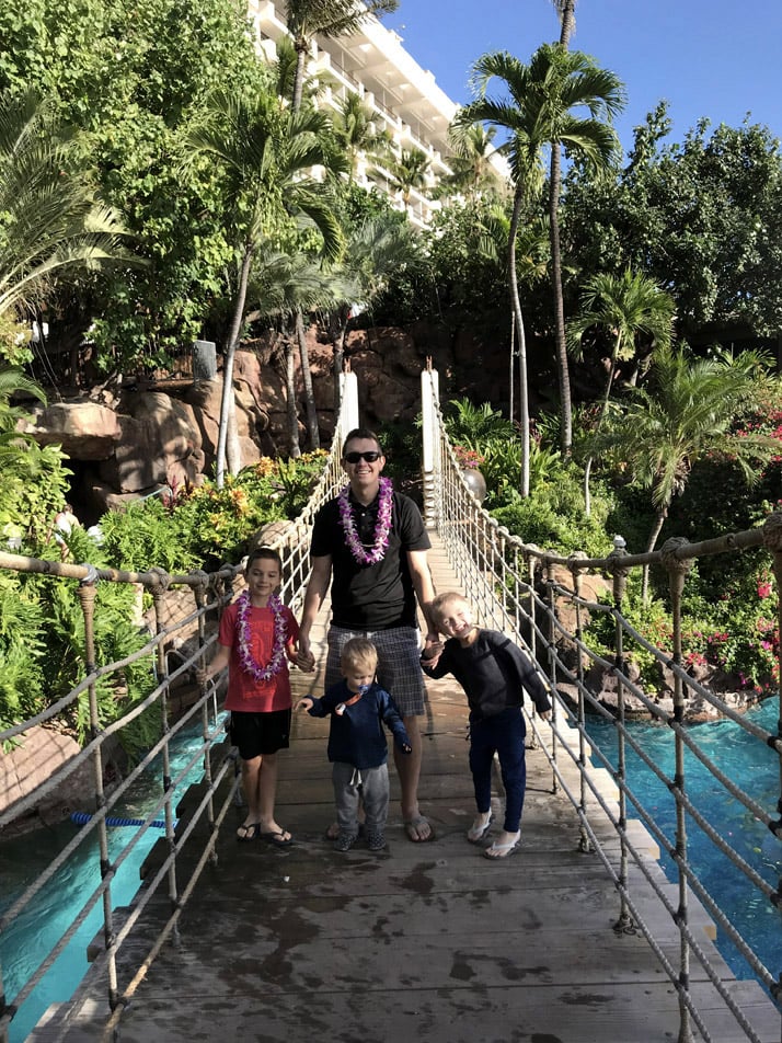 bridge over the pool at the hyatt maui resort and spa
