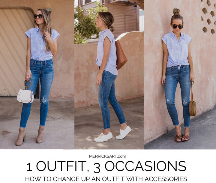 Three easy outfits from one shirt and jeans