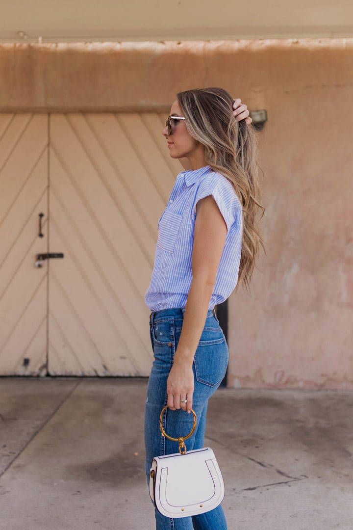 abercrombie button down and madewell jeans