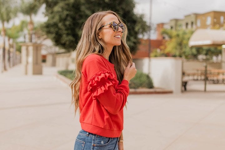 ruffle sleeve sweater