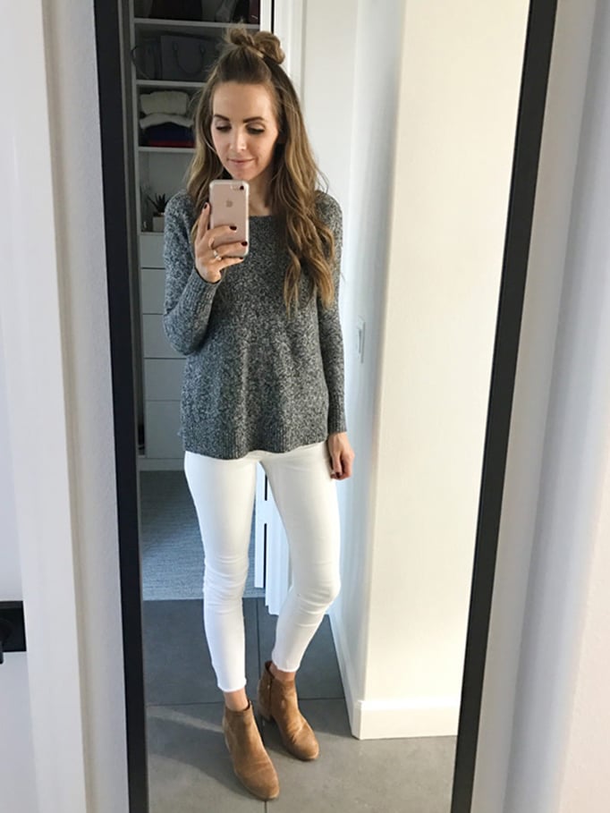 how to wear your white jeans in the winter