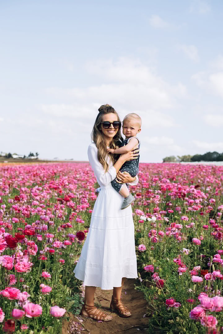 baby in the flower fields
