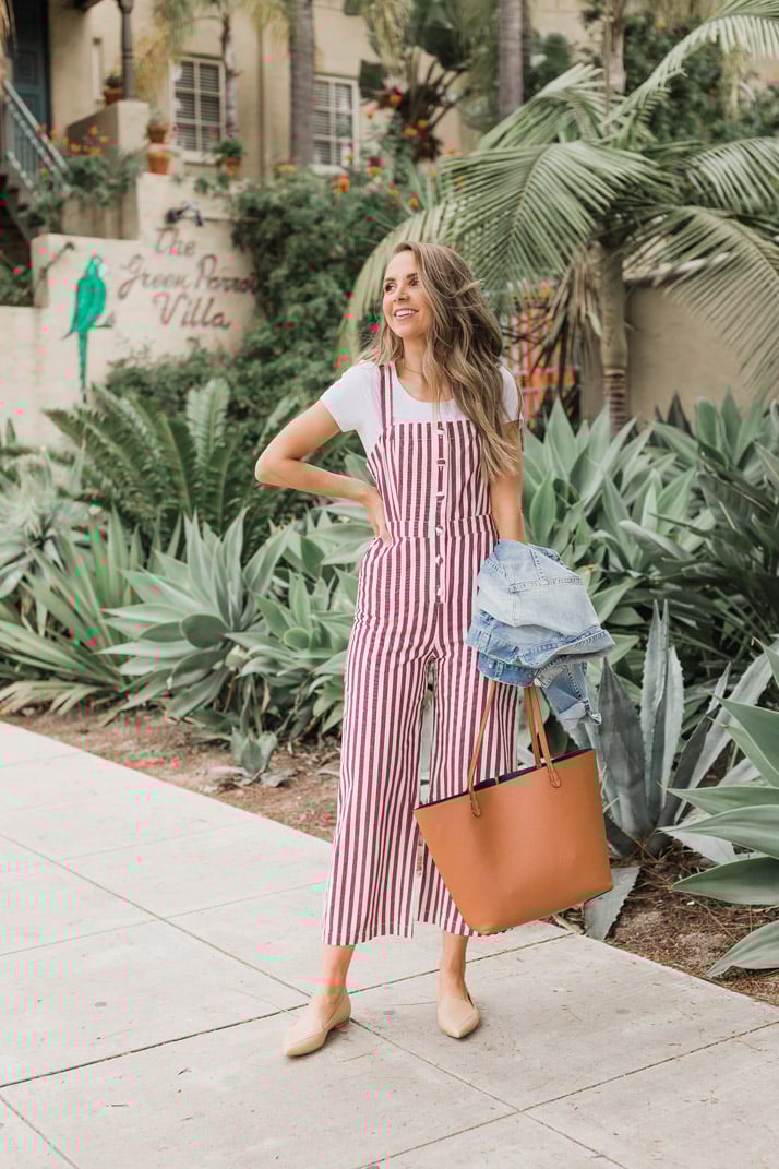 try this romper by itself, or layered with a white tee and a denim jacket!