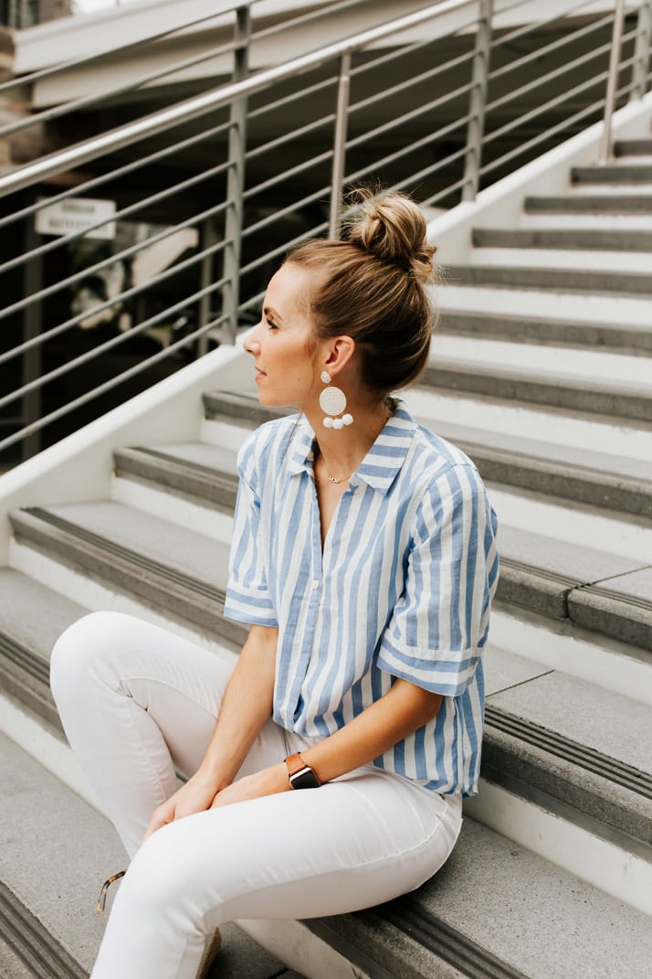 a striped shirt for a quick weekend getaway