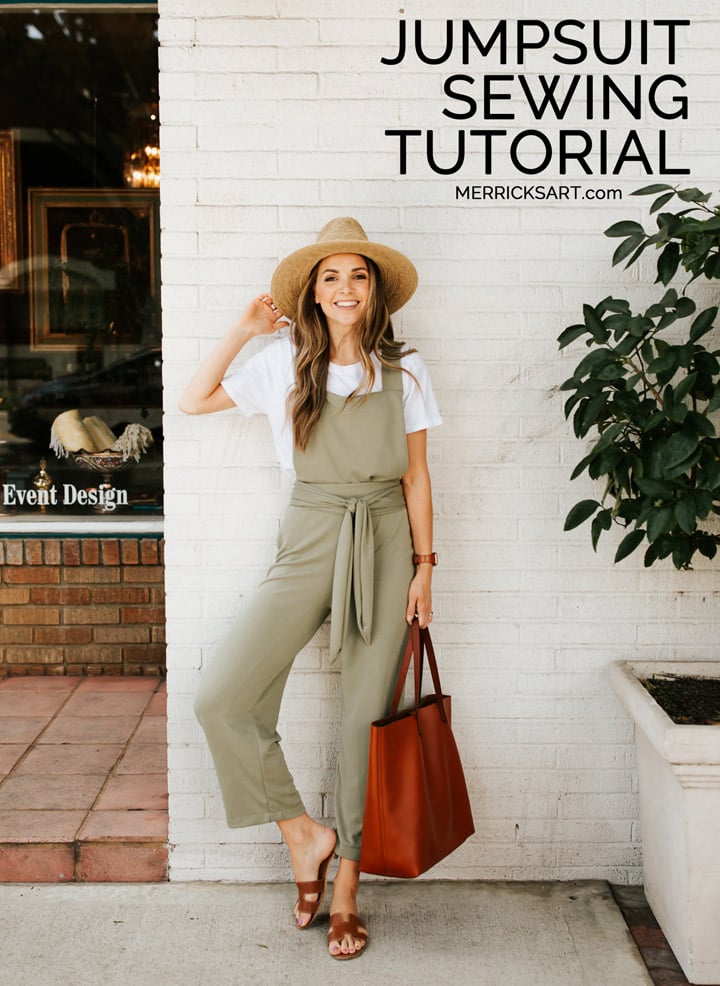 Learn how to make this cute tie waist jumpsuit