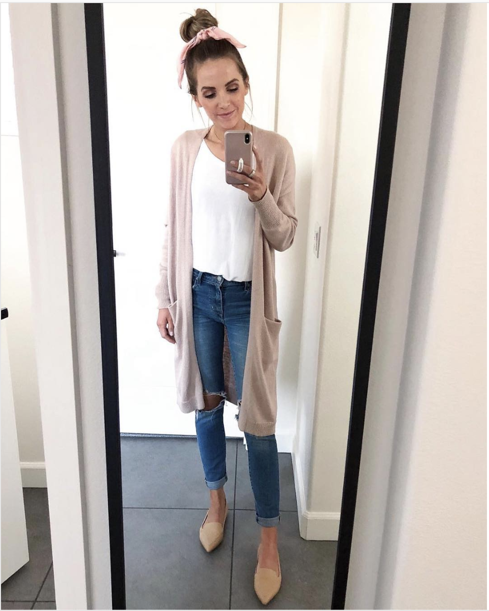 jeans and long cardigan