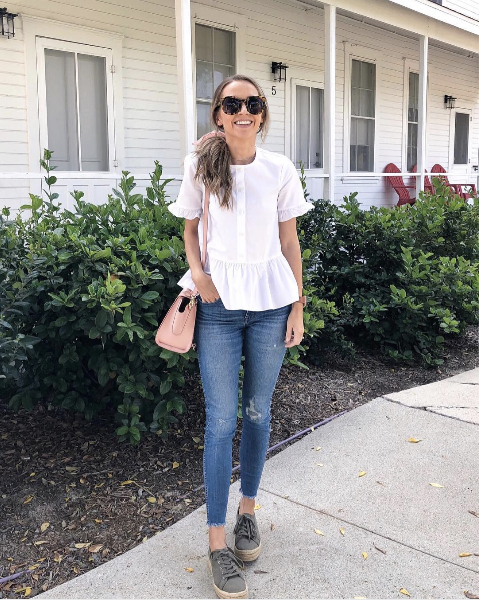 jeans and ruffle top