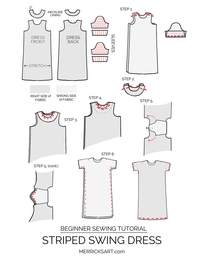 striped tshirt dress sewing tutorial