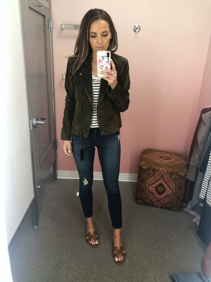 suede moto jacket in olive green from the #nsale