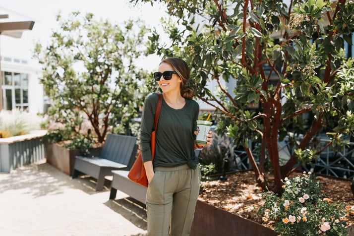 monochromatic green with my vintage green joggers from cuddl duds