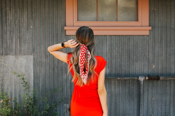 toss a bandana in your hair to make a simple summer dress a little more special