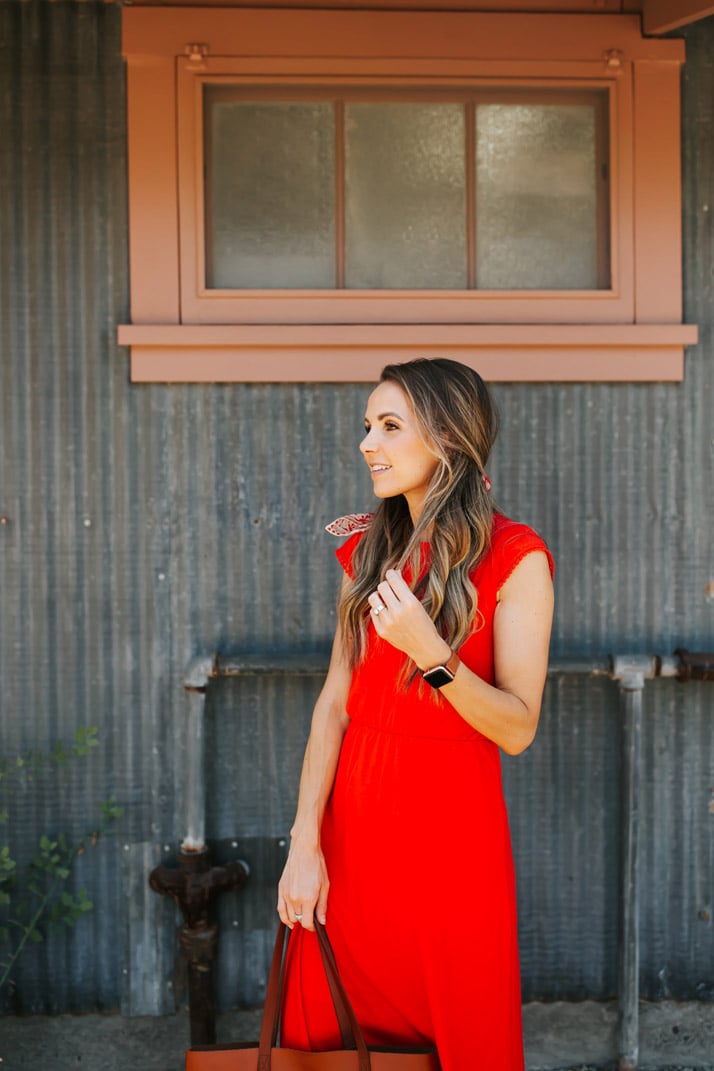 the perfect red midi dress for summer