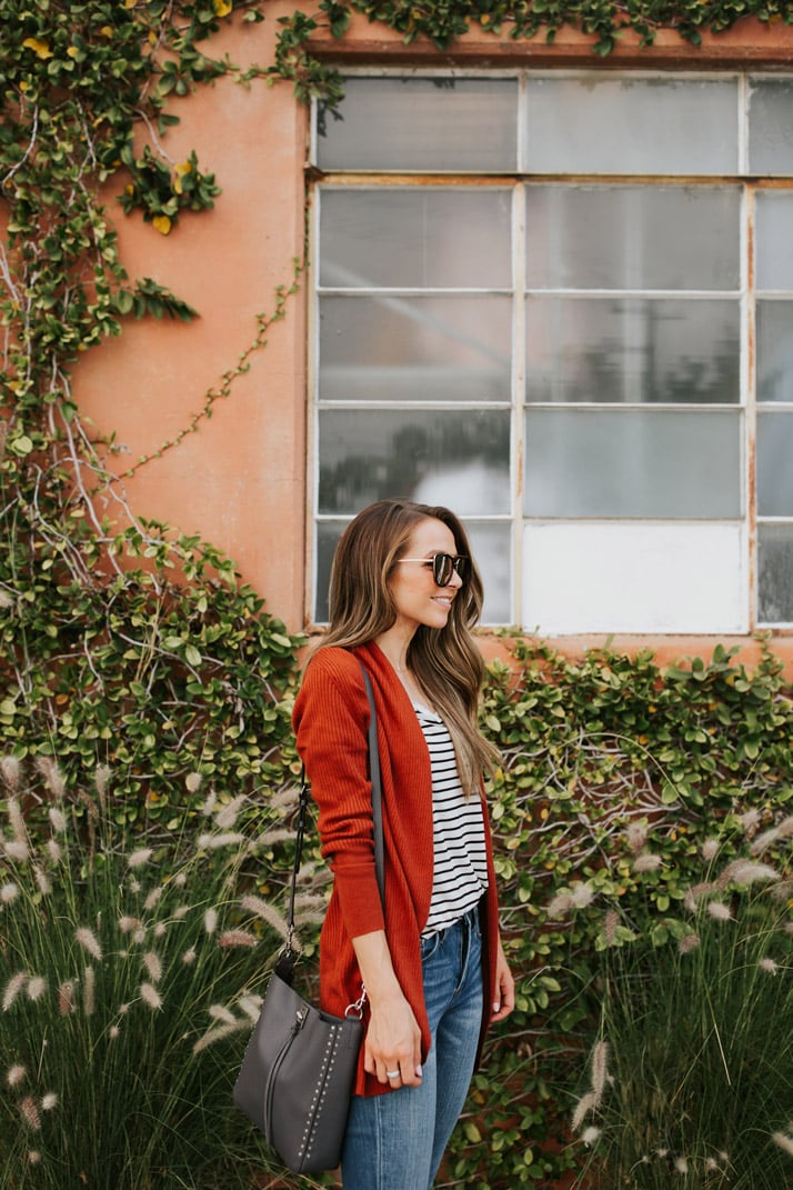 this rust colored cardigan is so perfect for fall