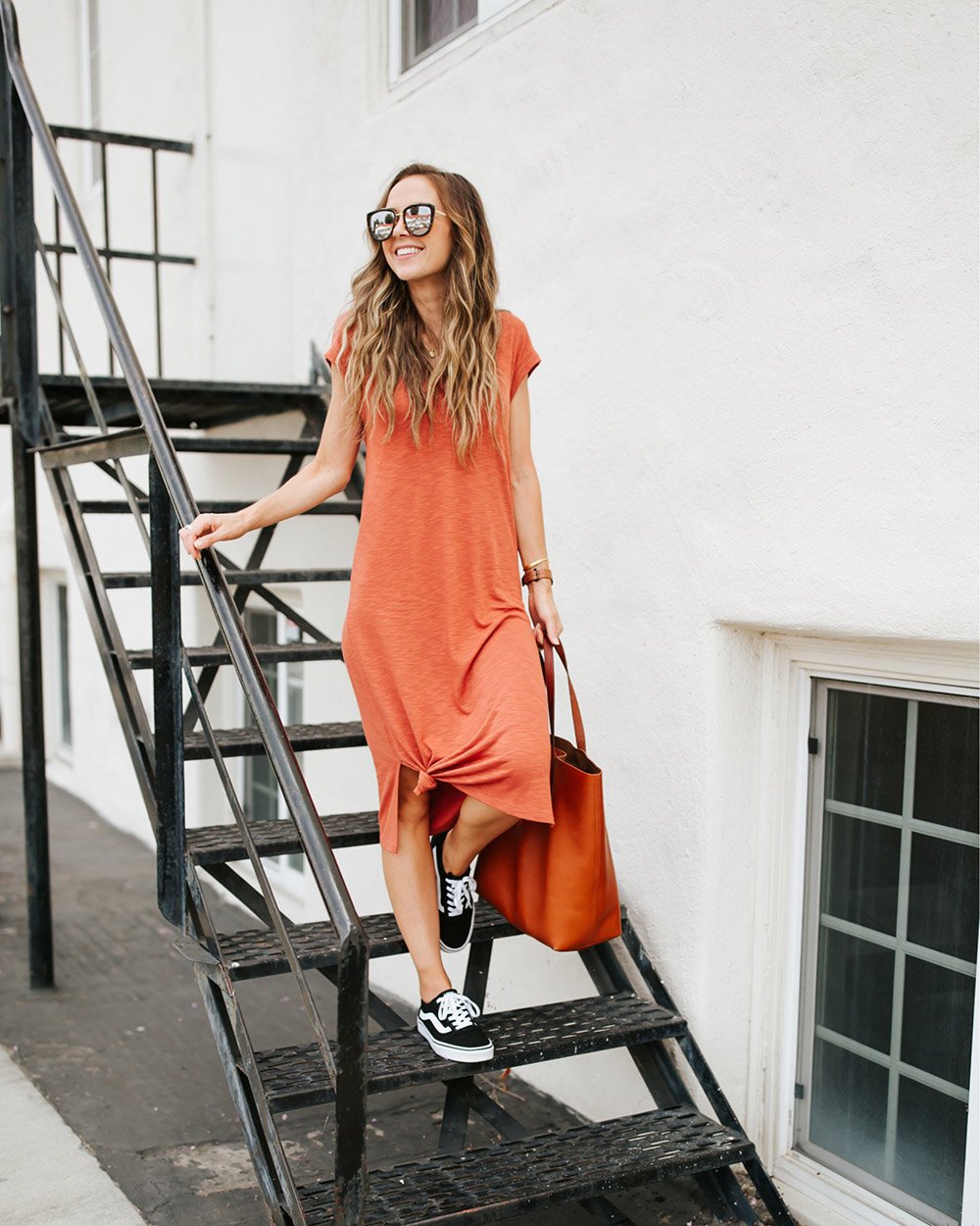 t-shirt dress with black vans