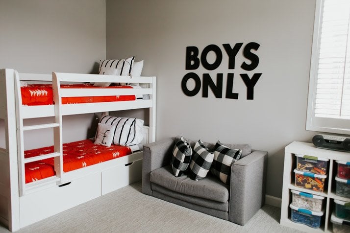 boys room sign with bunk beds