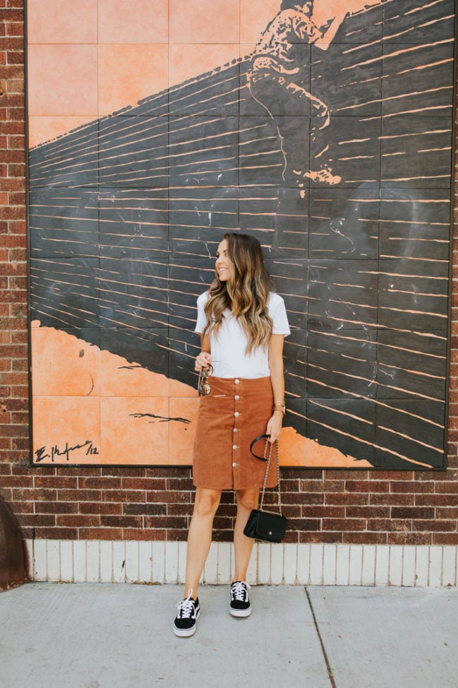 suede skirt and black vans
