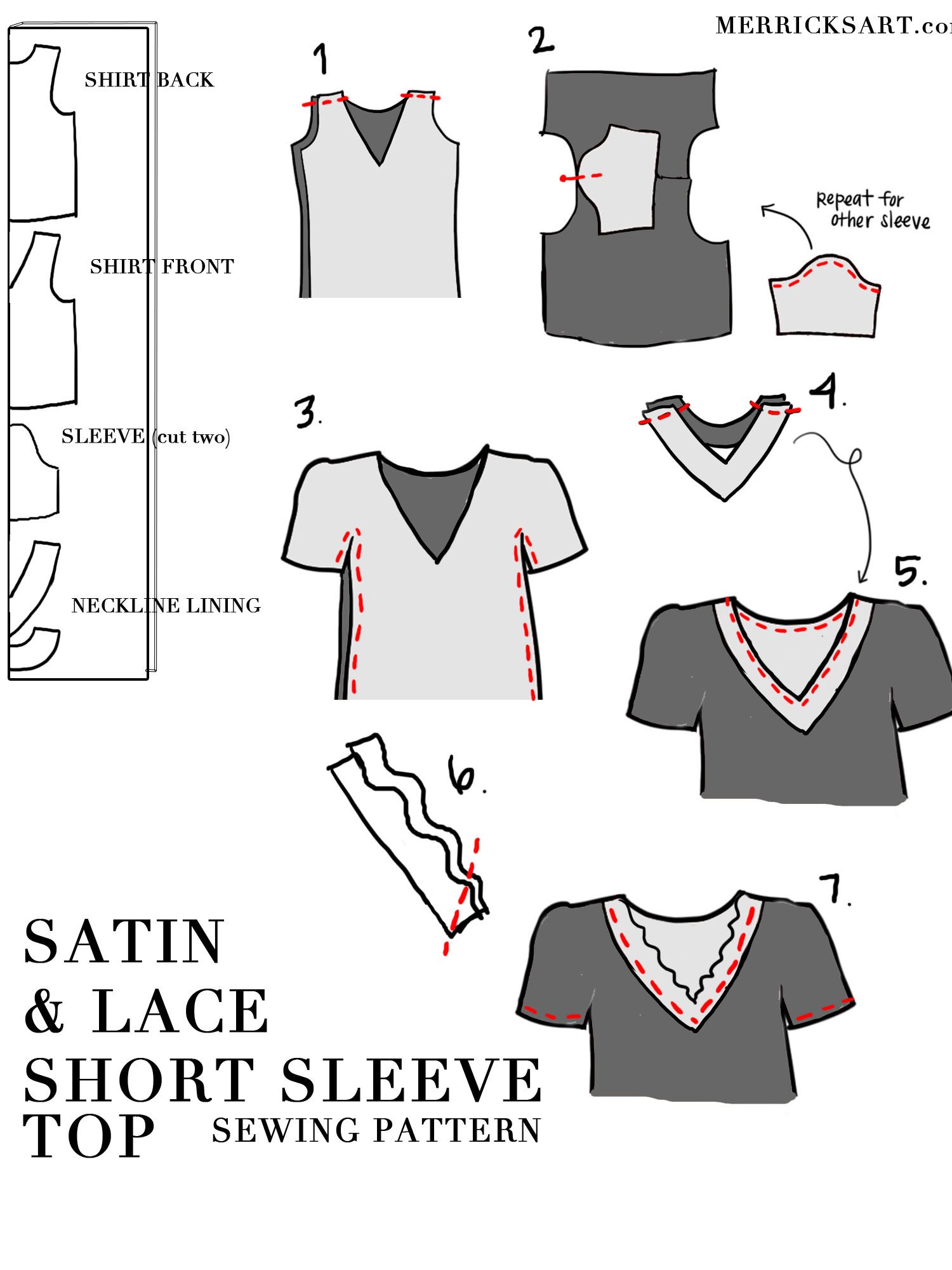 lace satin top sewing pattern