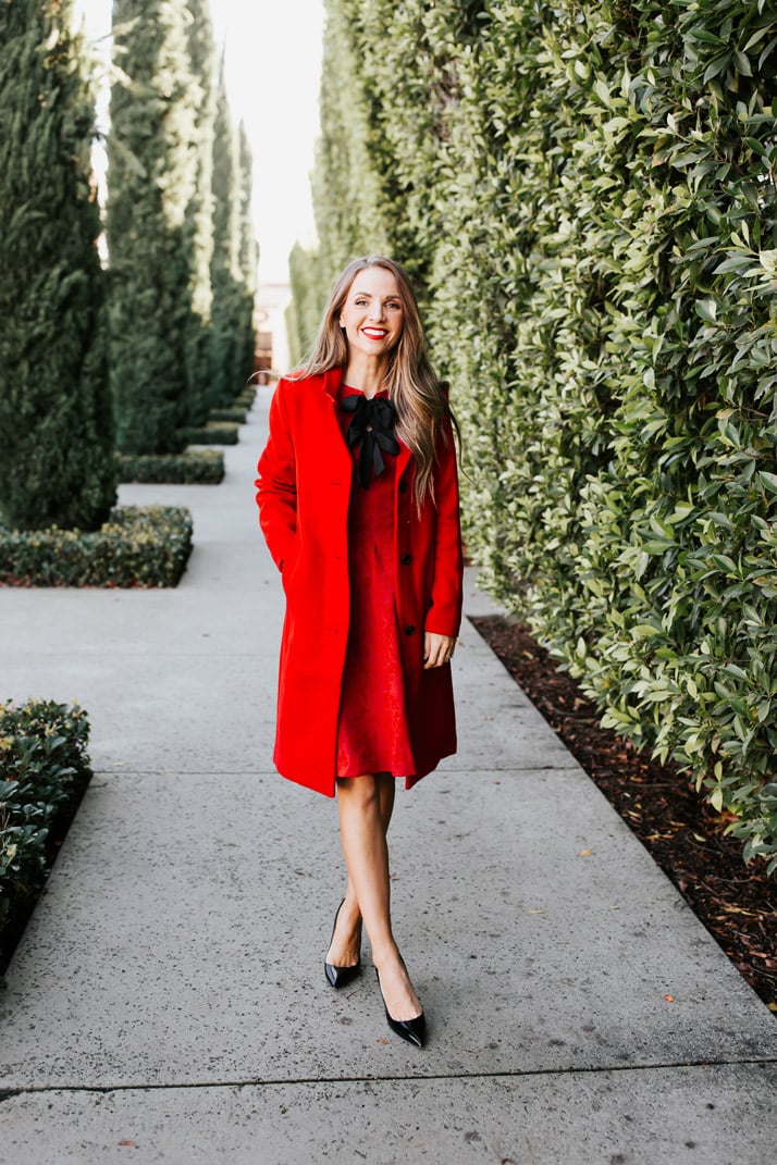 beautiful red dress with red coat