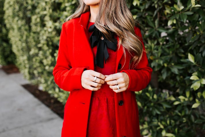 monochromatic red outfit