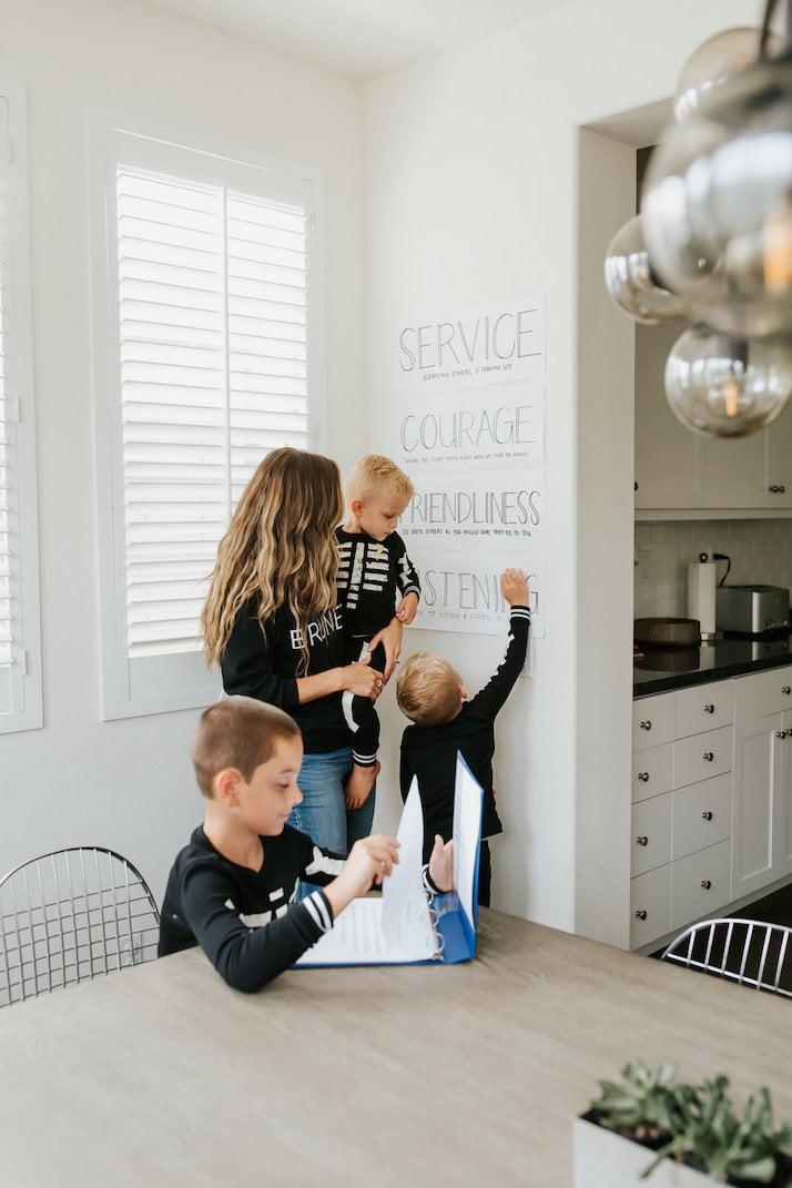 our monthly list of family values