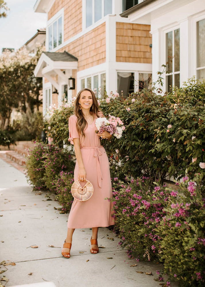 merrick white dusty pink dress