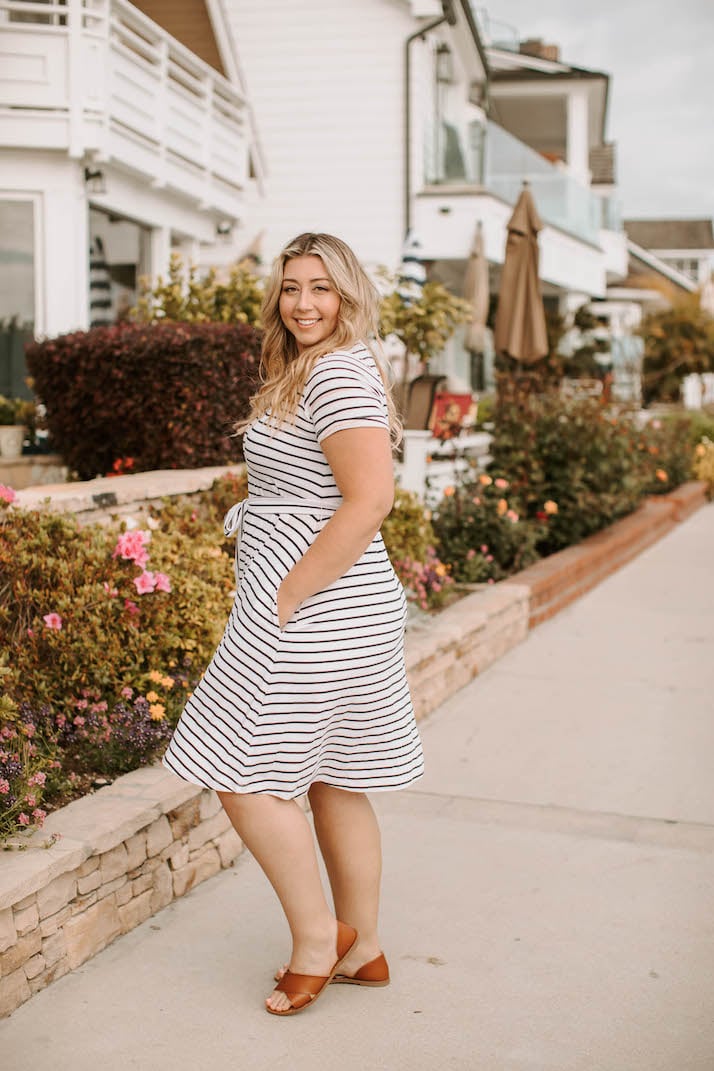 plus size stripe merrick white dress