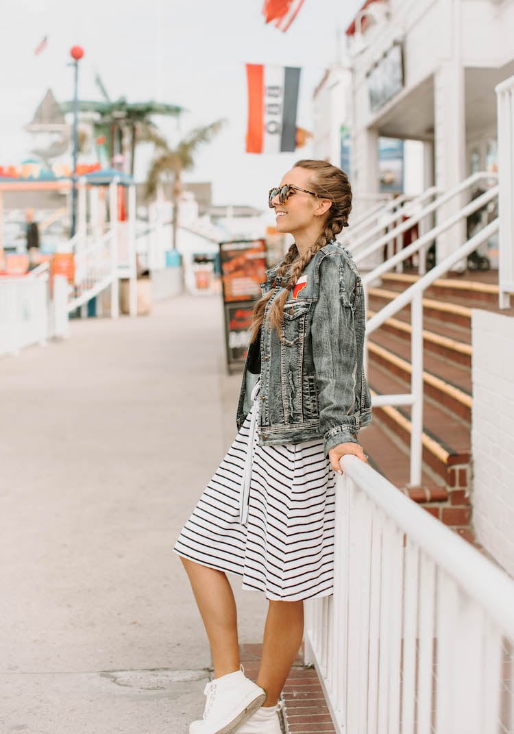 merrick white stripe navy dress