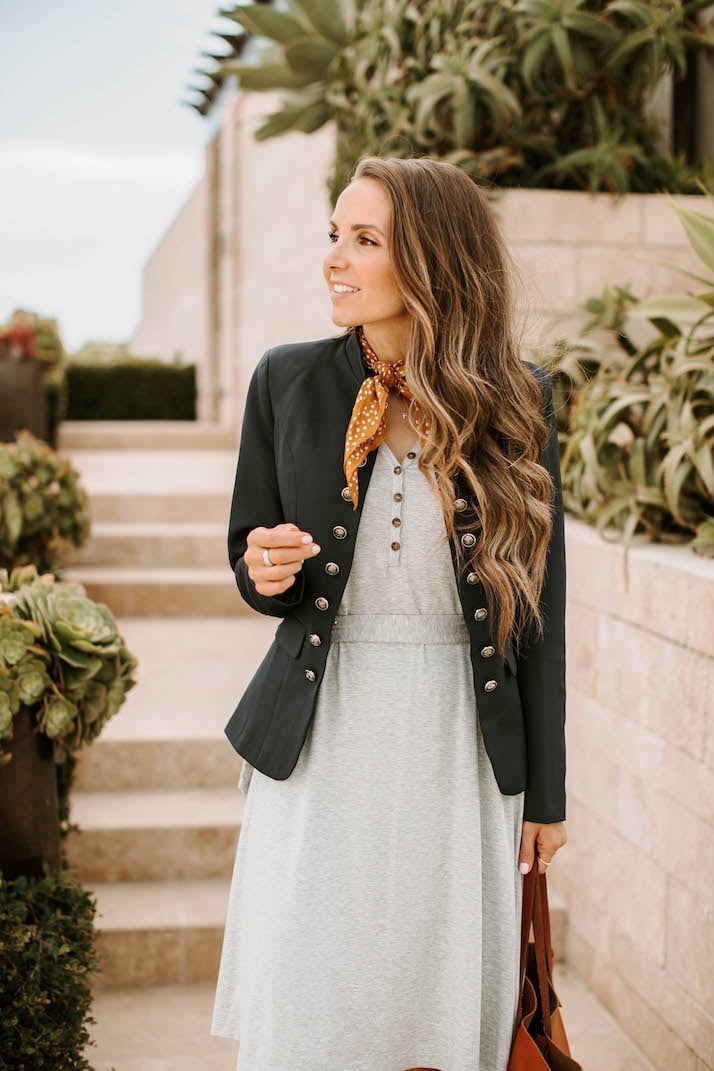 add a blazer to your anywhere dress for an easy work outfit