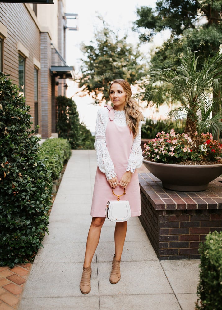 lace top with pink jumper