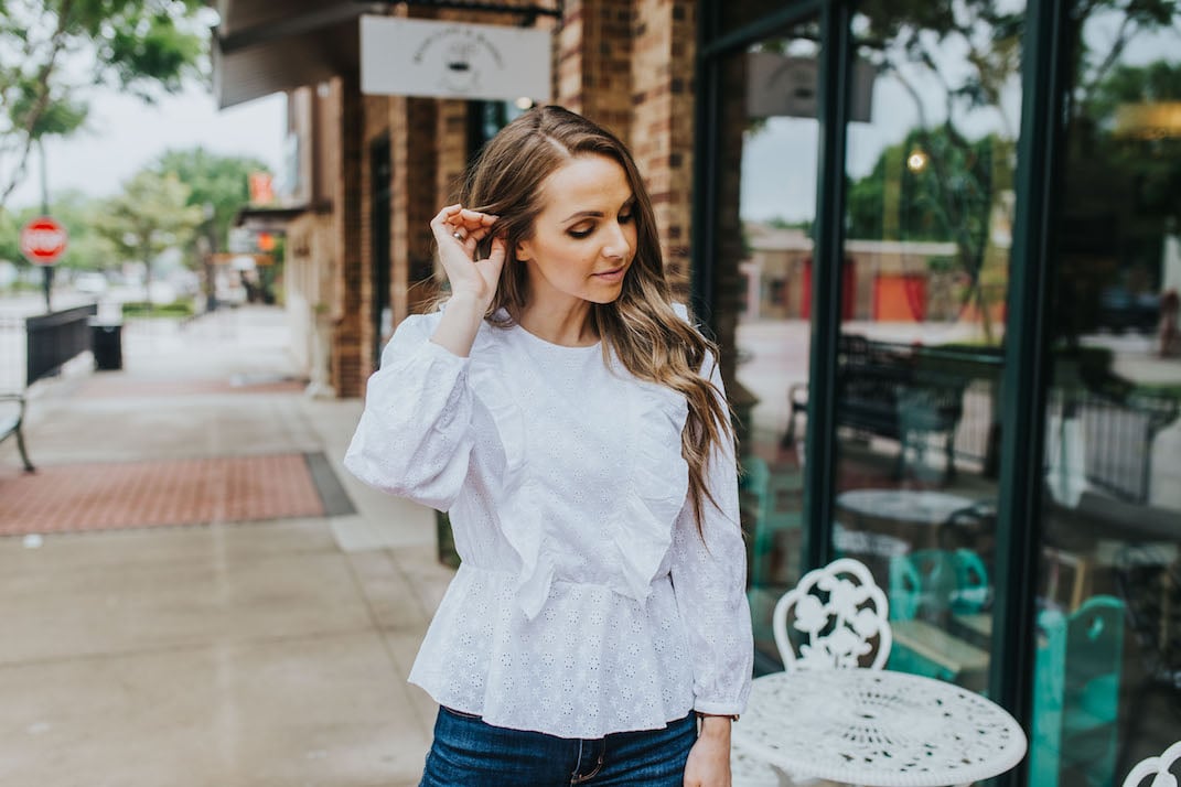 this cute eyelet top from walmart is perfect for a dressy daytime look