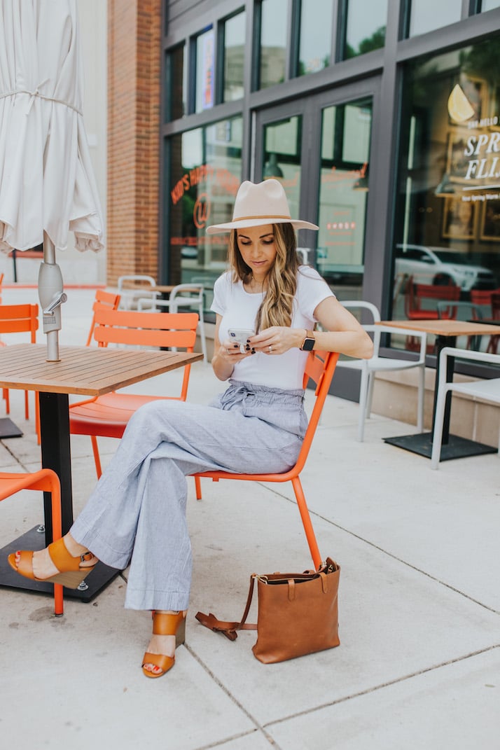 wide leg pants with a white bodysuit