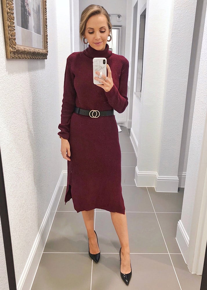 burgundy sweater dress