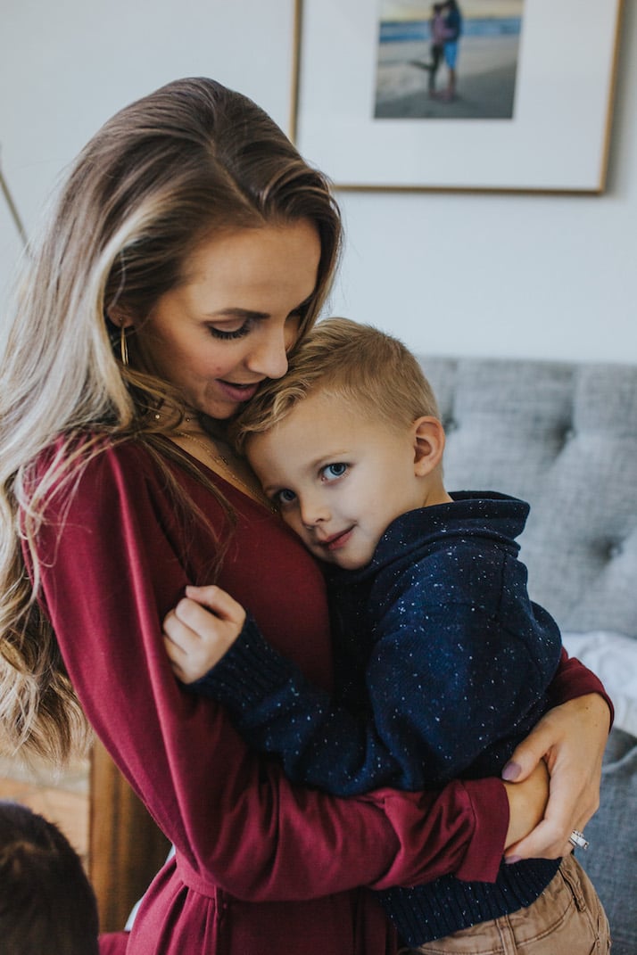 mom and son snuggling