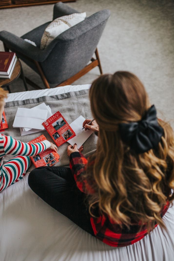 mixbook holiday cards and curls with a bow