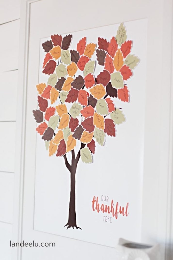 paper thankful tree in a frame