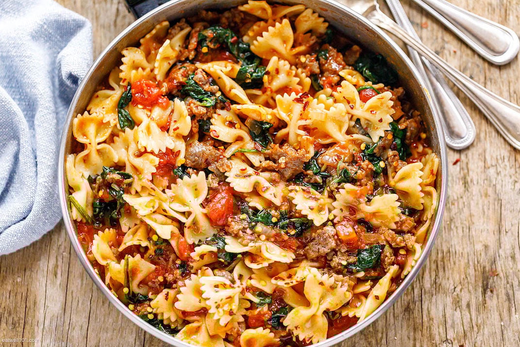 tomato spinach sausage pasta