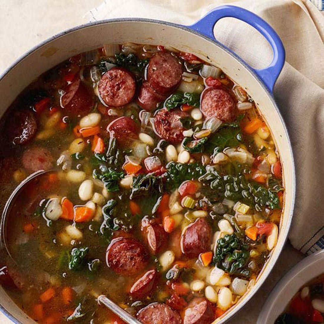 sausage, white bean, kale stew